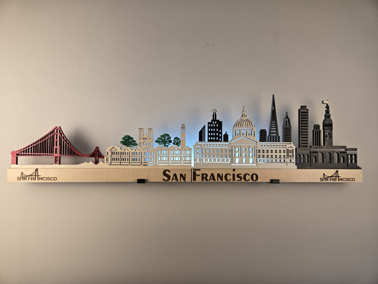 San Francisco Large Size Skyline 3D Layered Laser Cut Wooden Cityscape Wall Art