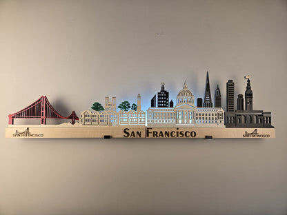 San Francisco Large Size Skyline 3D Layered Laser Cut Wooden Cityscape Wall Art