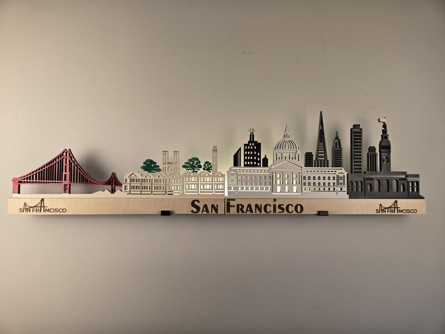 San Francisco Large Size Skyline 3D Layered Laser Cut Wooden Cityscape Wall Art