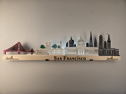 San Francisco Large Size Skyline 3D Layered Laser Cut Wooden Cityscape Wall Art