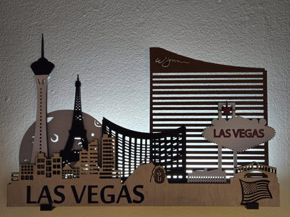 Las Vegas City Skyline 3D Layered Laser Cut Wooden Wall Art | GAZER LASER