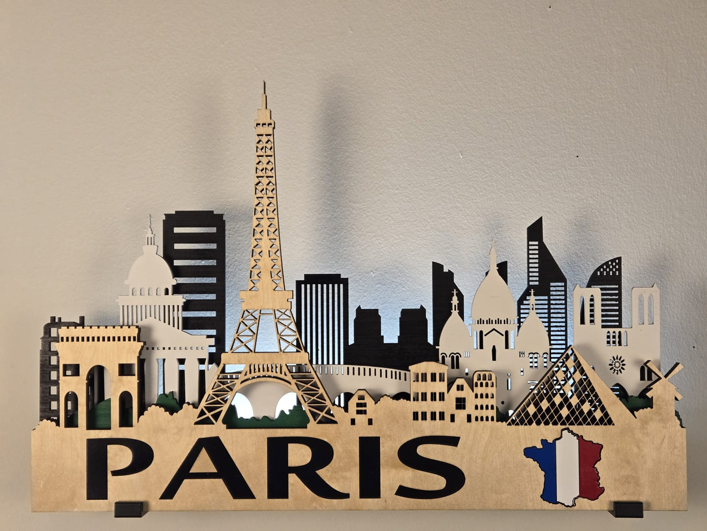 Paris City Skyline 3D Layered Laser Cut Wooden Wall Art | GAZER LASER