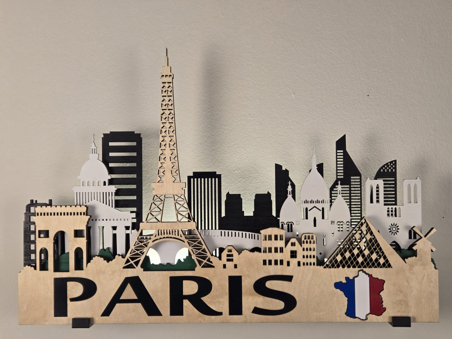 Paris City Skyline 3D Layered Laser Cut Wooden Wall Art | GAZER LASER