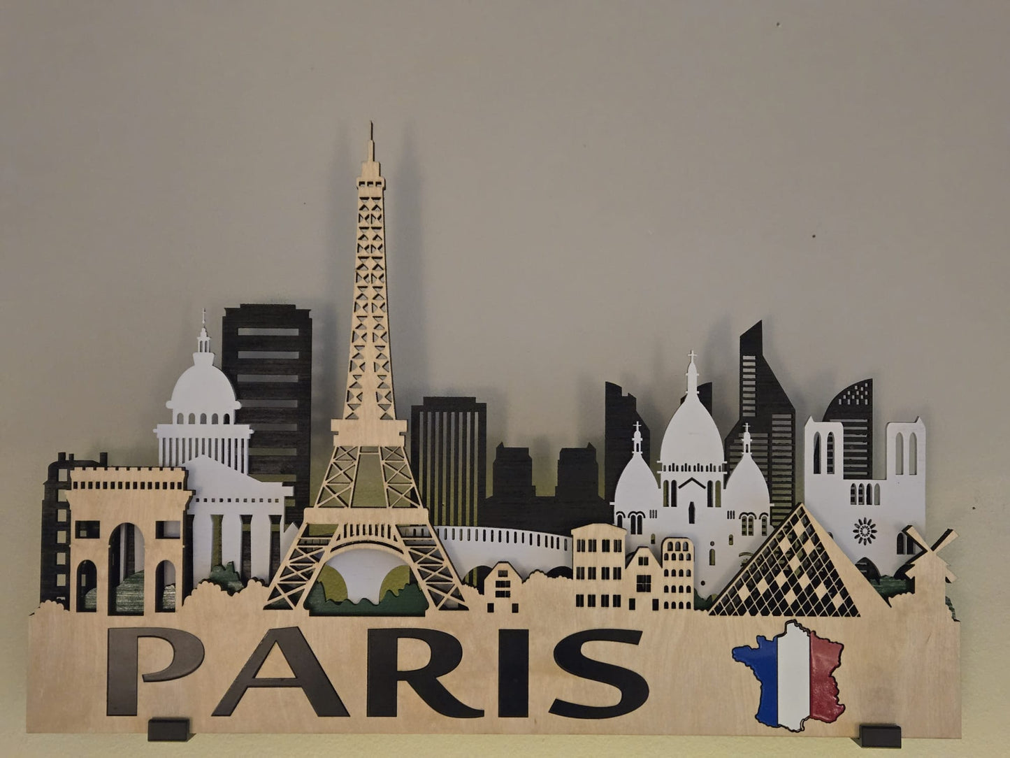 Paris City Skyline 3D Layered Laser Cut Wooden Wall Art | GAZER LASER
