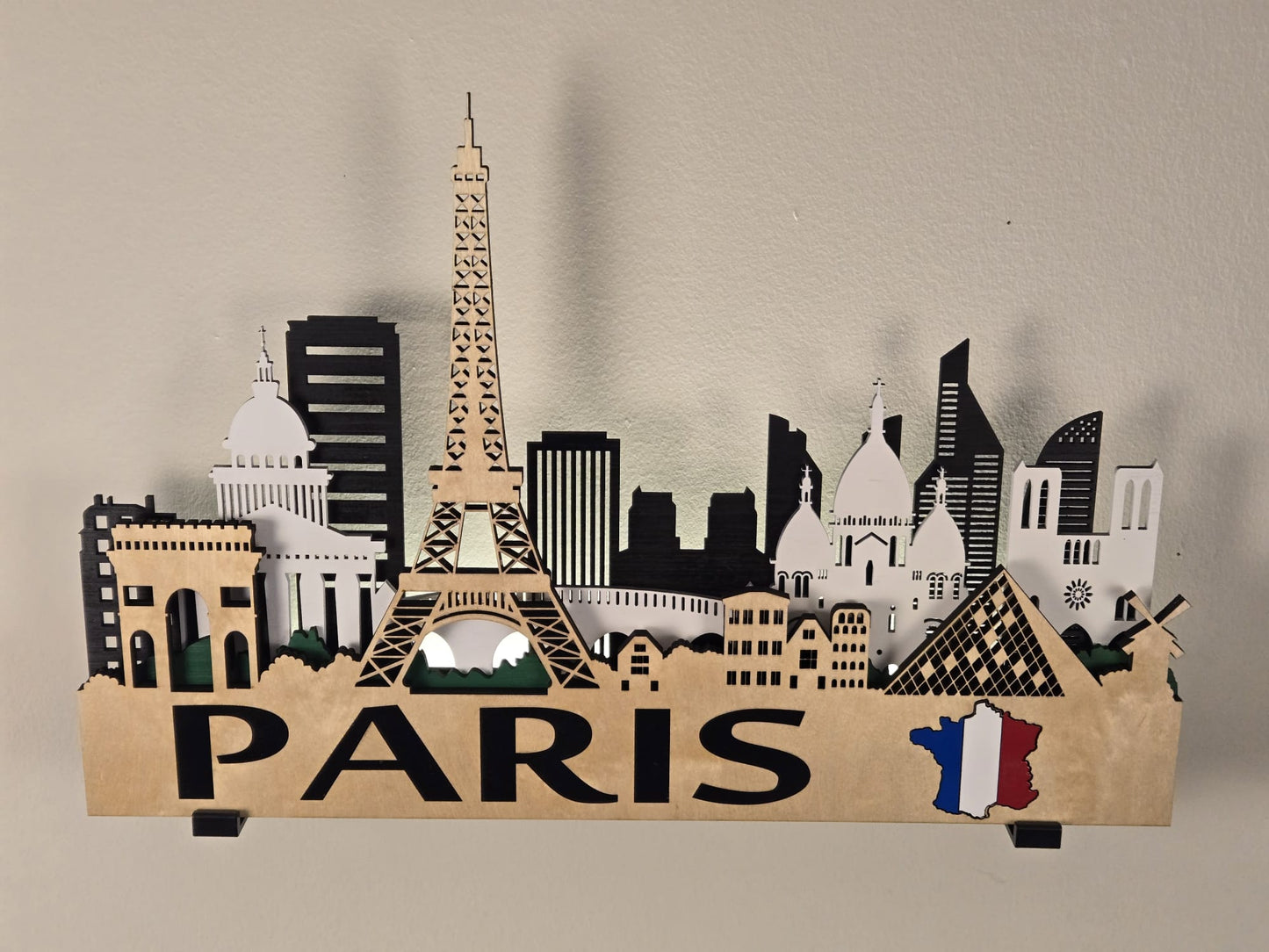 Paris City Skyline 3D Layered Laser Cut Wooden Wall Art | GAZER LASER