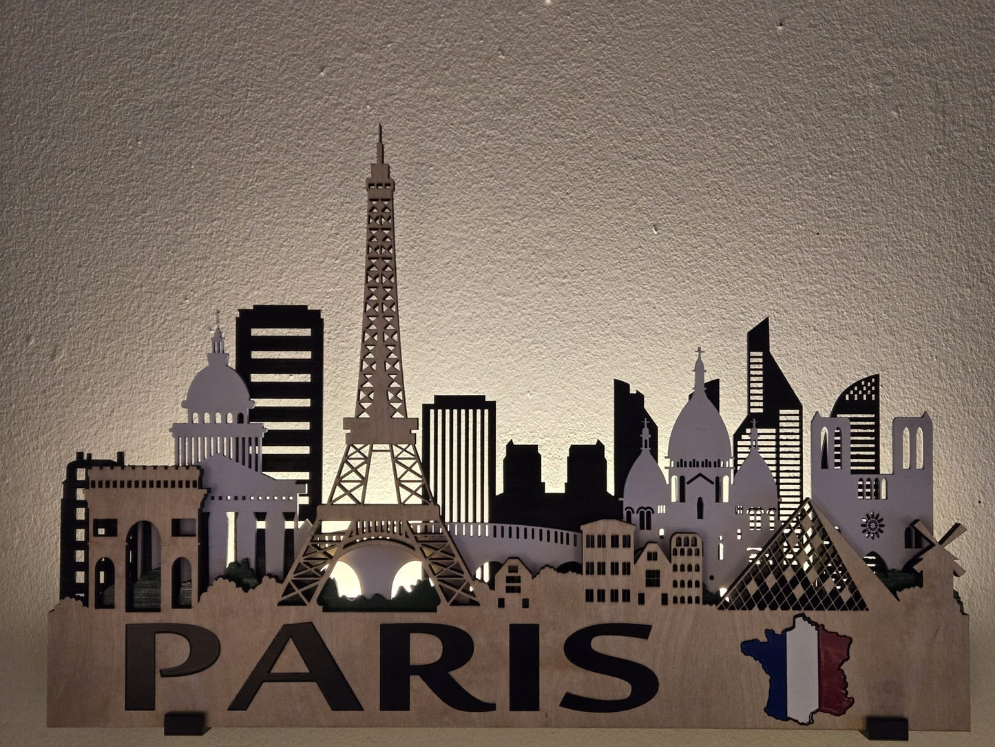 Paris City Skyline 3D Layered Laser Cut Wooden Wall Art | GAZER LASER