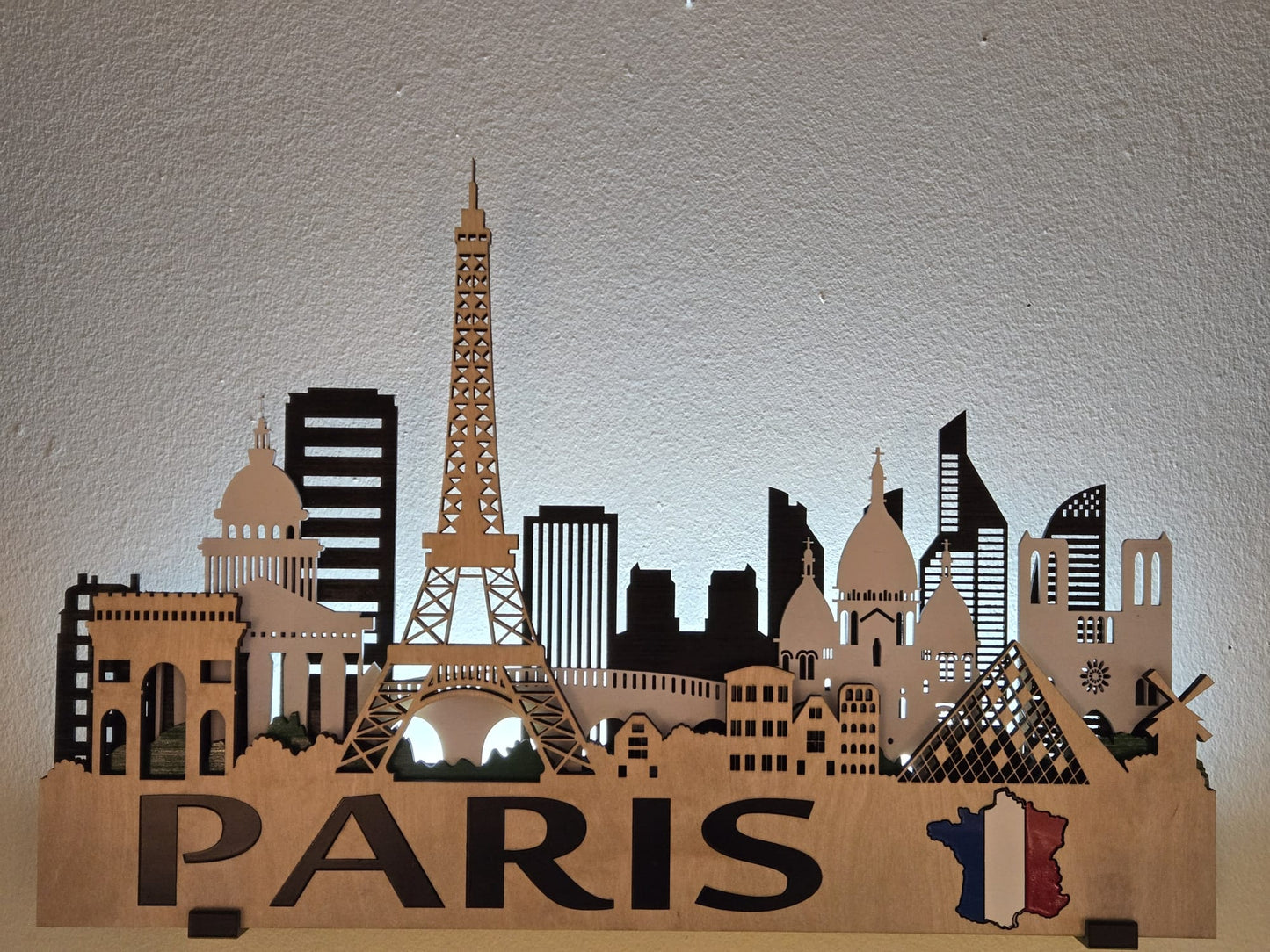 Paris City Skyline 3D Layered Laser Cut Wooden Wall Art | GAZER LASER