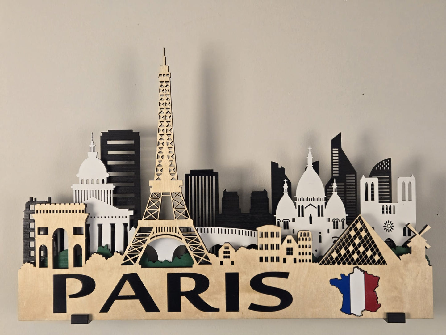 Paris City Skyline 3D Layered Laser Cut Wooden Wall Art | GAZER LASER