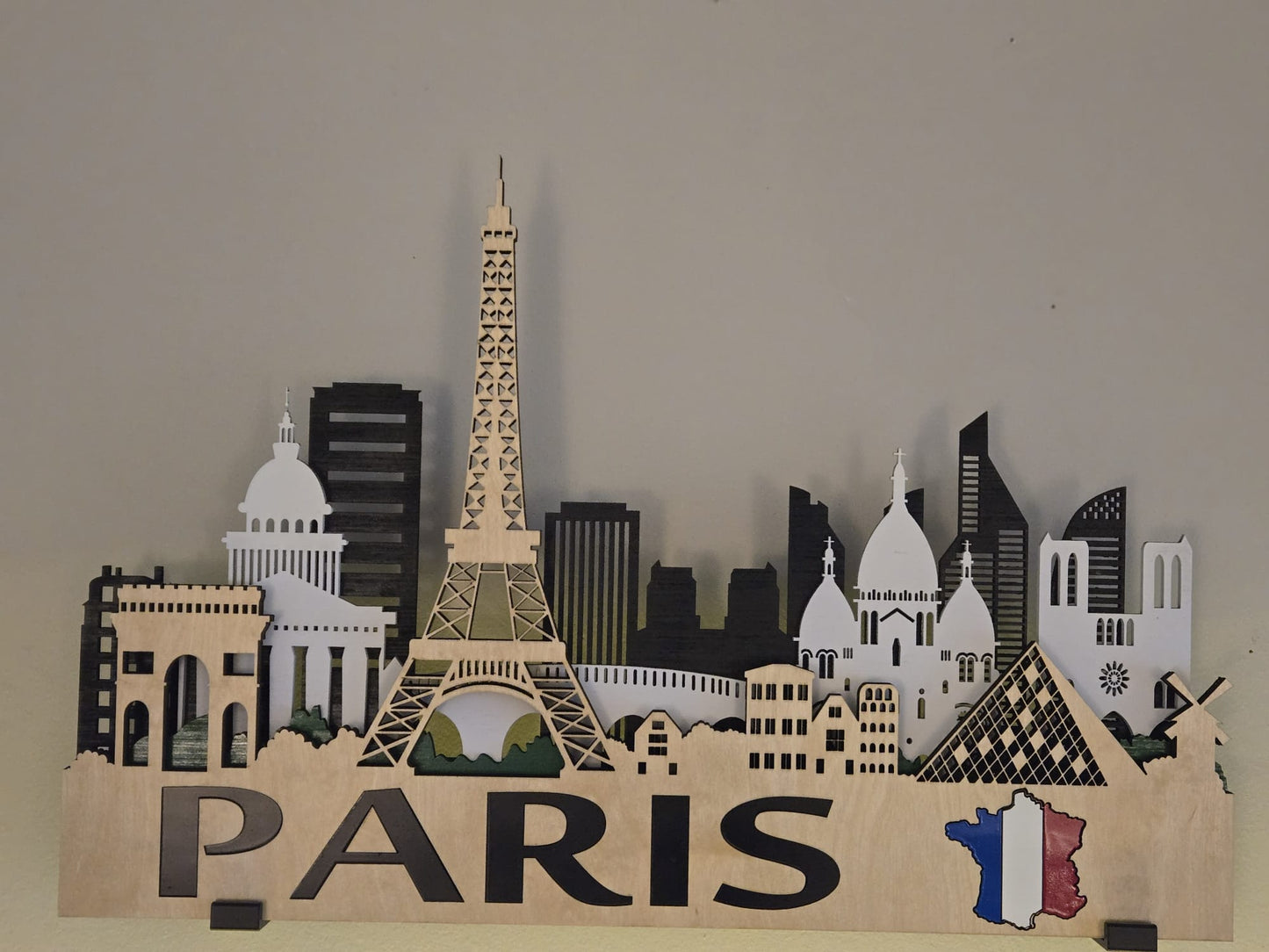 Paris City Skyline 3D Layered Laser Cut Wooden Wall Art | GAZER LASER