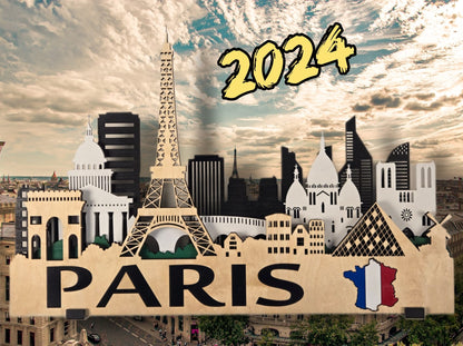 Paris City Skyline 3D Layered Laser Cut Wooden Wall Art | GAZER LASER