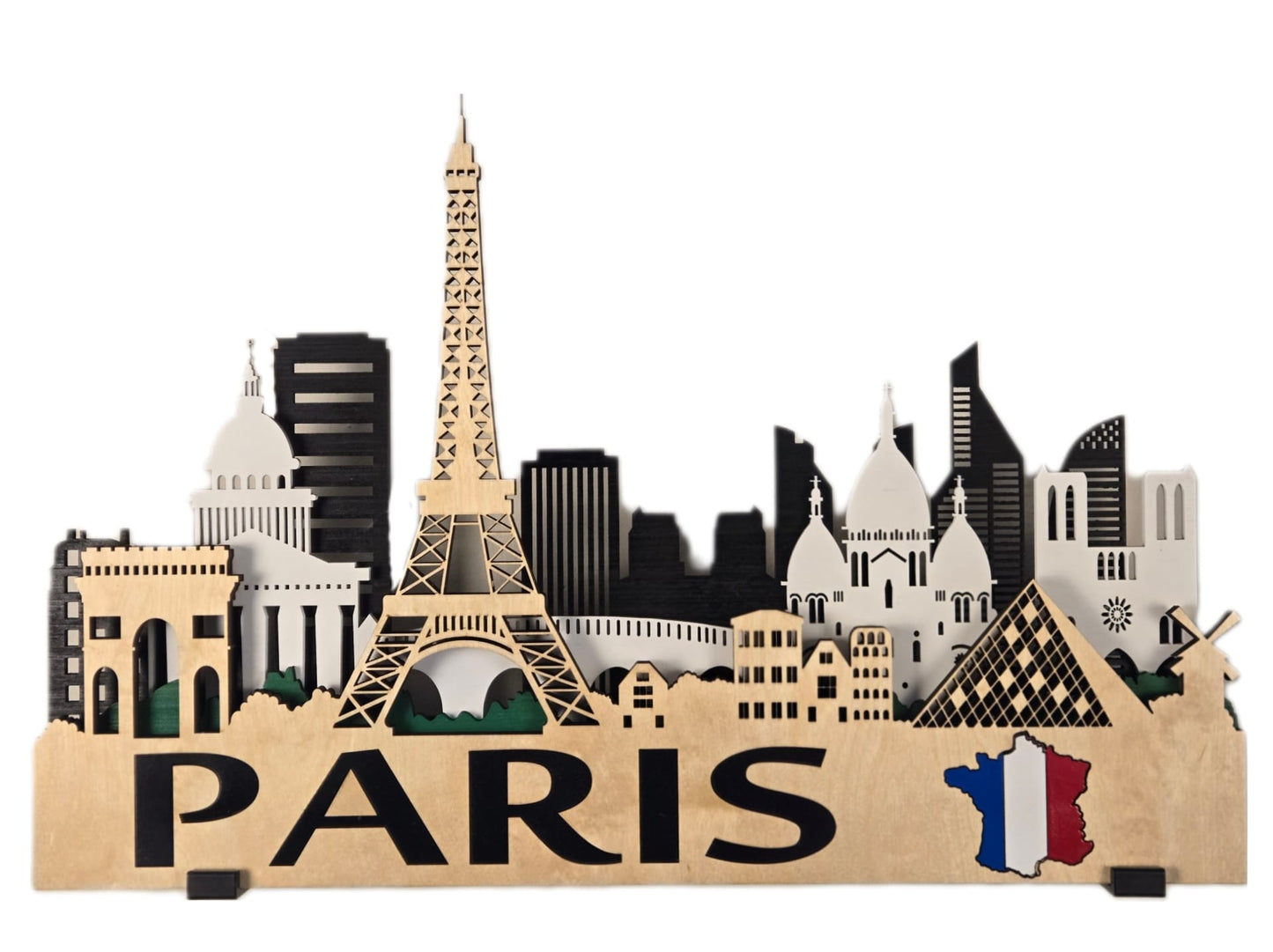 Paris City Skyline 3D Layered Laser Cut Wooden Wall Art | GAZER LASER