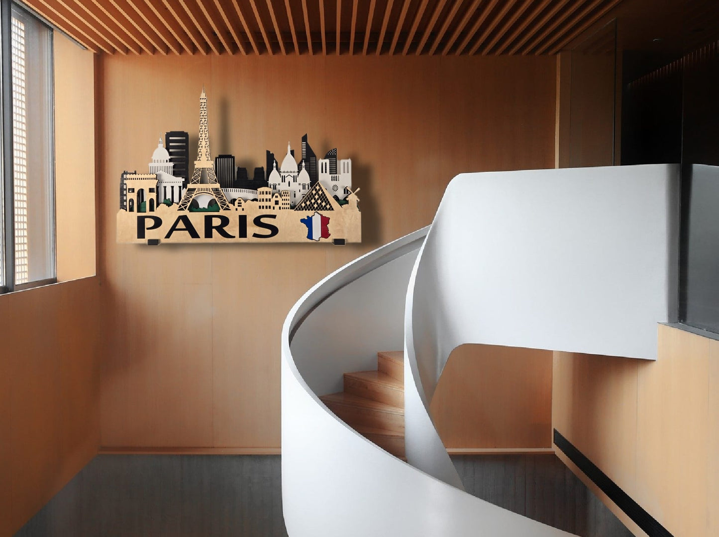 Paris City Skyline 3D Layered Laser Cut Wooden Wall Art | GAZER LASER