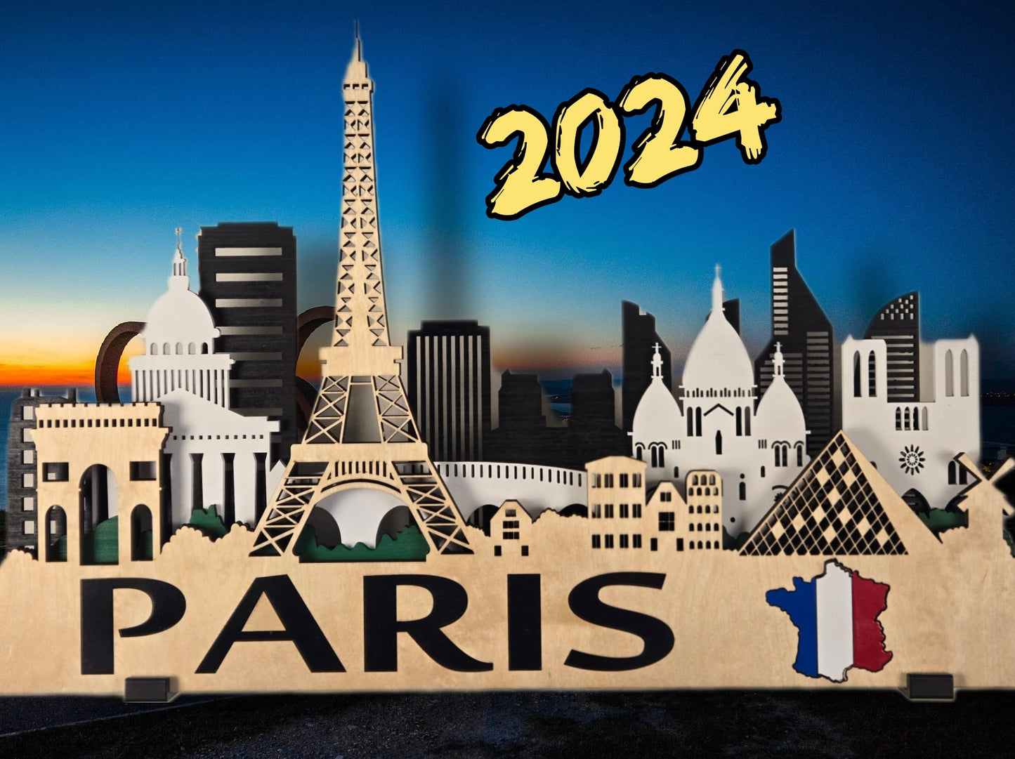 Paris City Skyline 3D Layered Laser Cut Wooden Wall Art | GAZER LASER