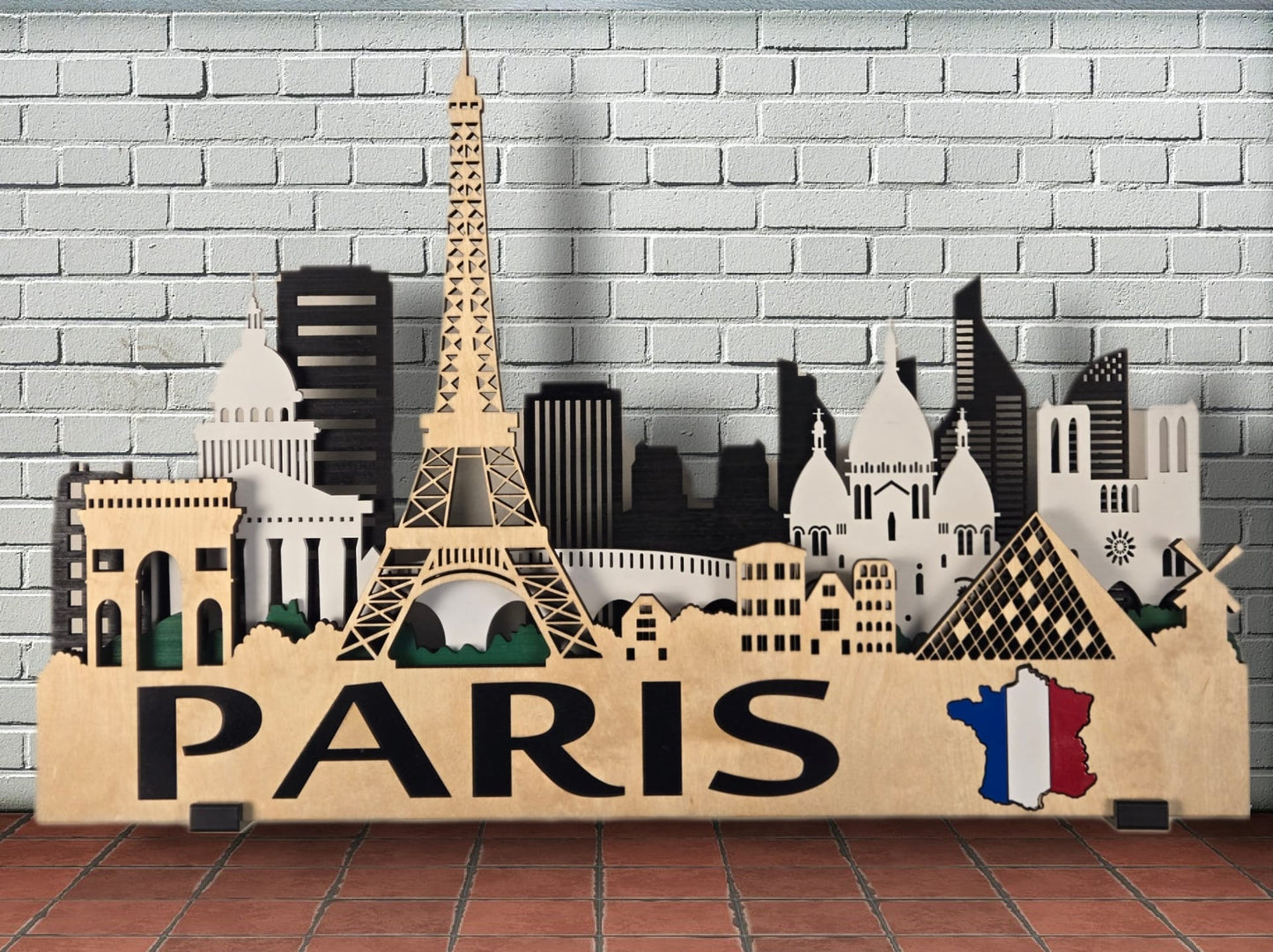 Paris City Skyline 3D Layered Laser Cut Wooden Wall Art | GAZER LASER
