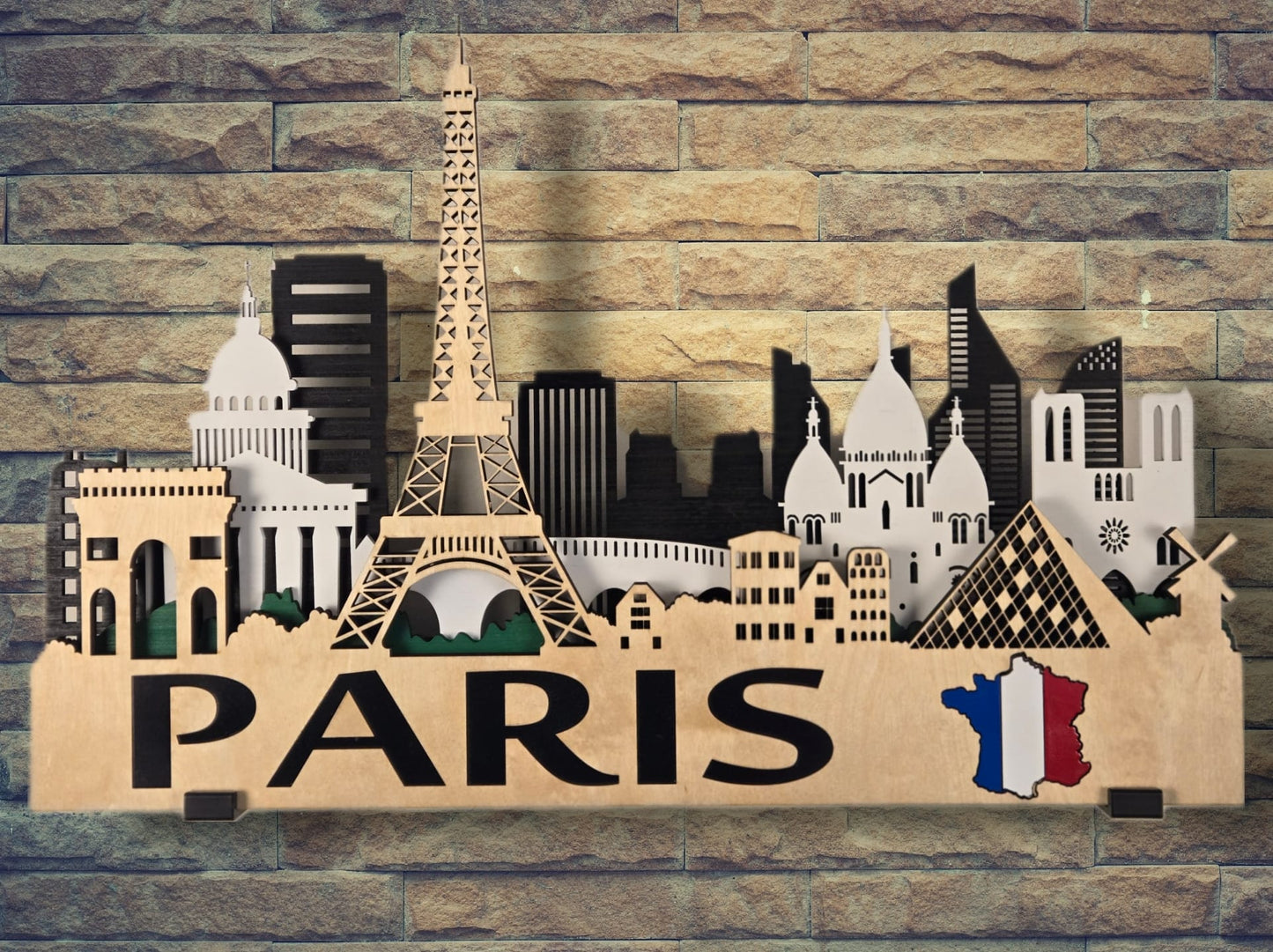 Paris City Skyline 3D Layered Laser Cut Wooden Wall Art | GAZER LASER