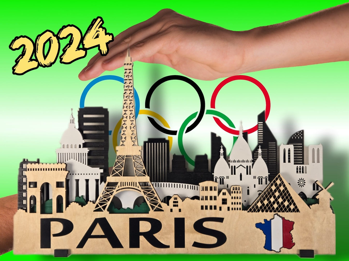 Paris City Skyline 3D Layered Laser Cut Wooden Wall Art | GAZER LASER