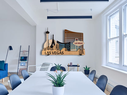 Las Vegas City Skyline 3D Layered Laser Cut Wooden Wall Art | GAZER LASER