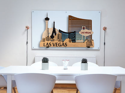 Las Vegas City Skyline 3D Layered Laser Cut Wooden Wall Art | GAZER LASER