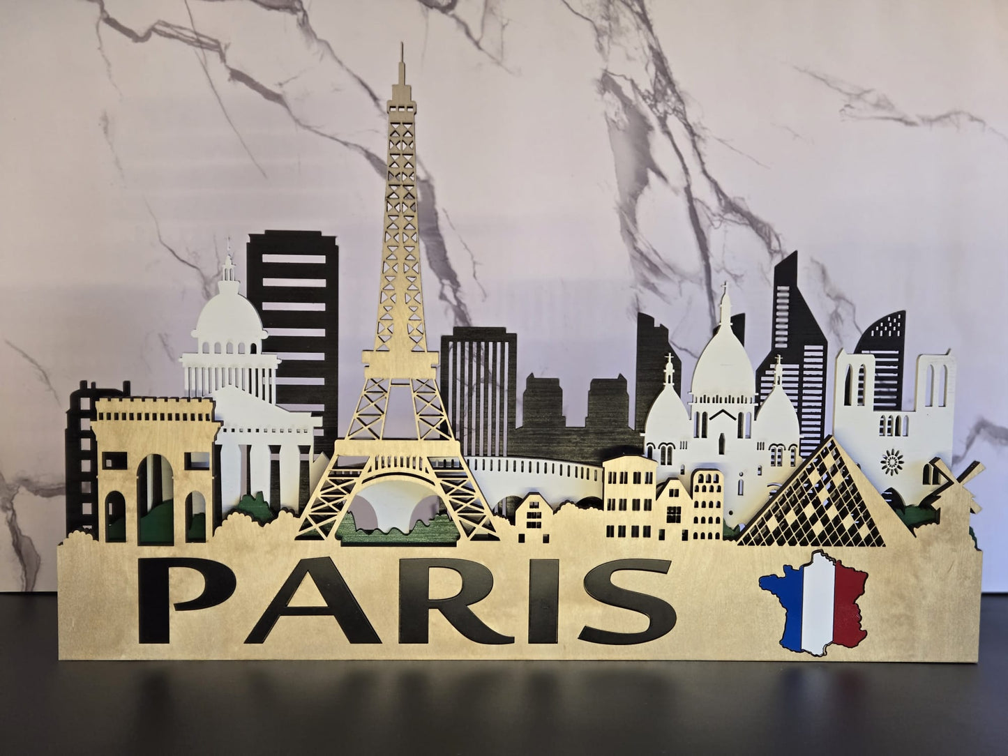 Paris City Skyline 3D Layered Laser Cut Wooden Wall Art | GAZER LASER