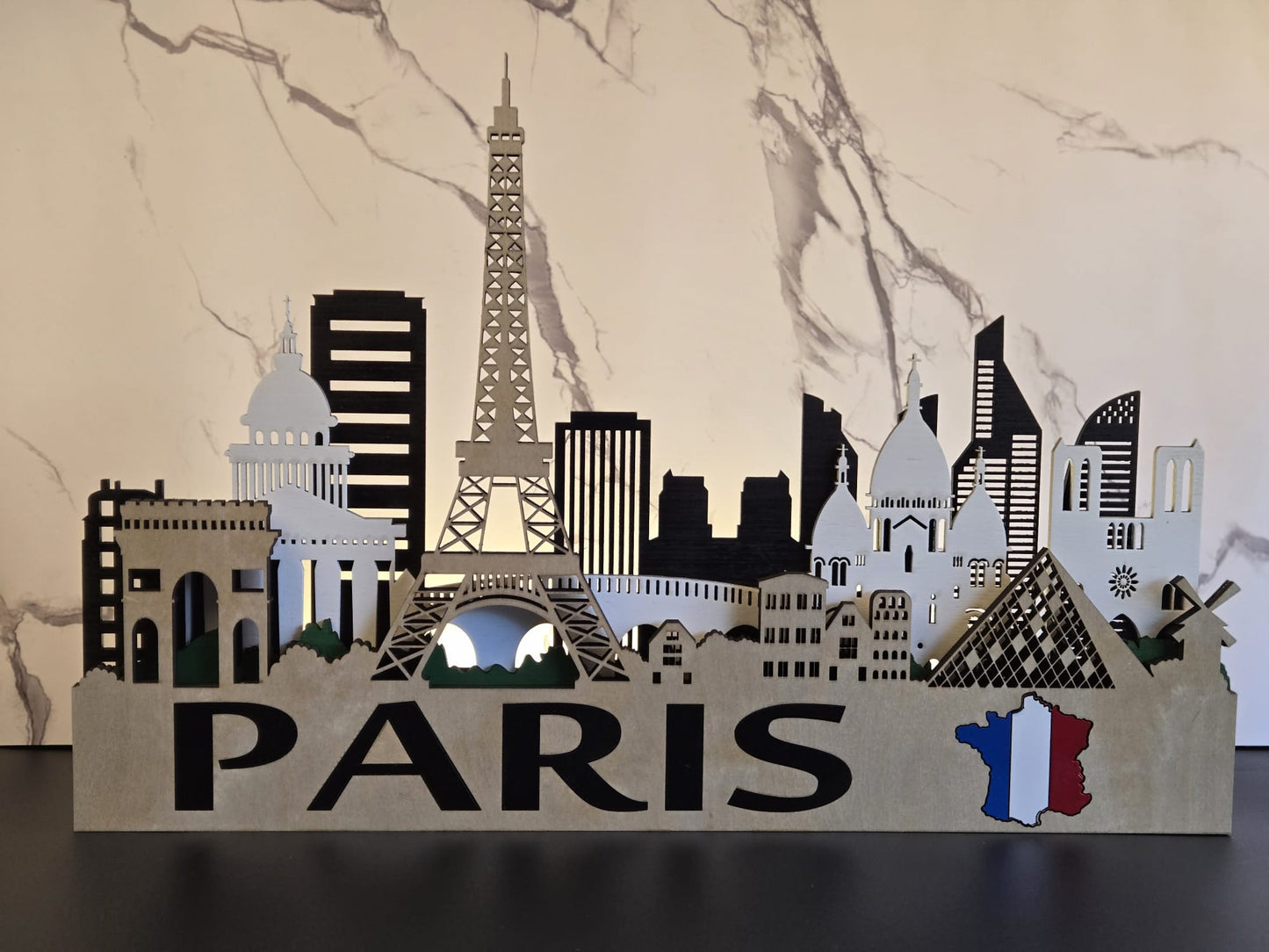 Paris City Skyline 3D Layered Laser Cut Wooden Wall Art | GAZER LASER