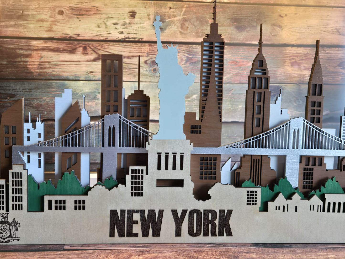 New York City Skyline 3D Layered Laser Cut Wooden Cityscape Wall Art