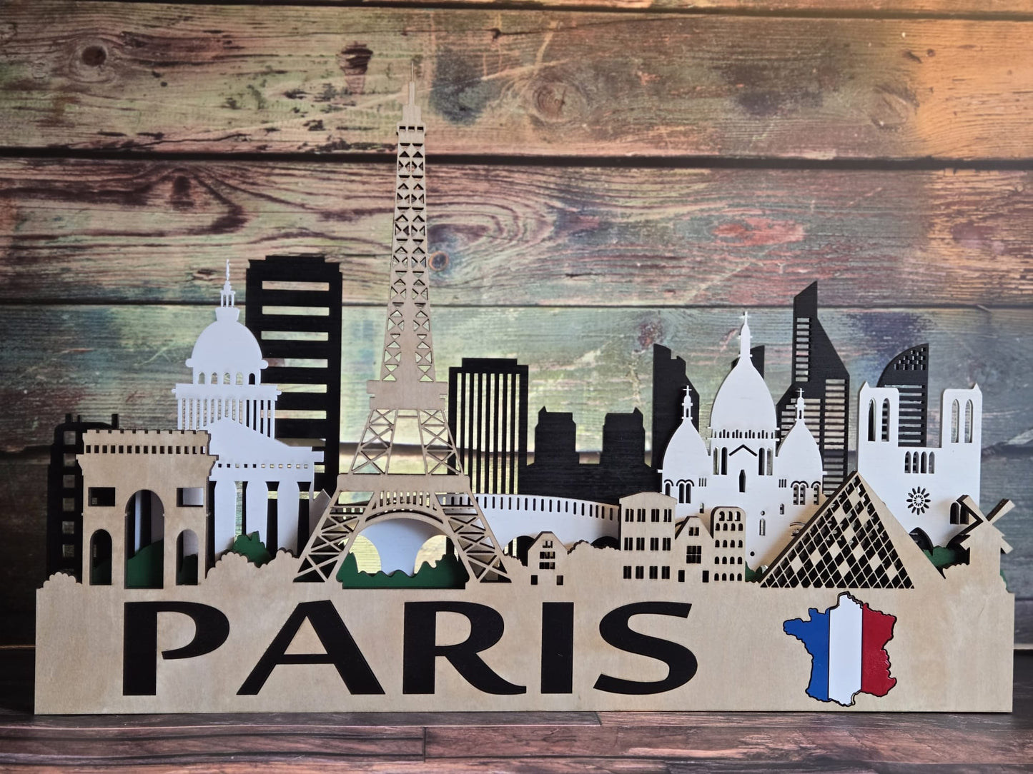 Paris City Skyline 3D Layered Laser Cut Wooden Wall Art | GAZER LASER