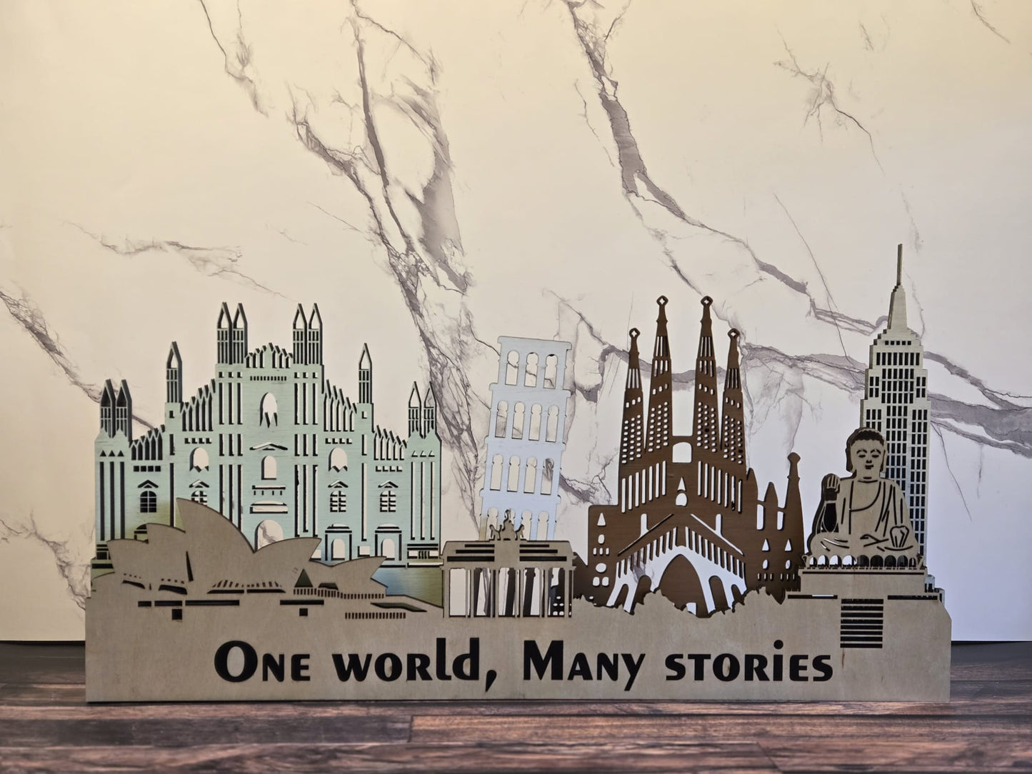 World Series - Europe 3D Layered Laser Cut Wooden Cityscape Wall Art - Modern Home Decor