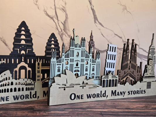 handmade layered wood wall art