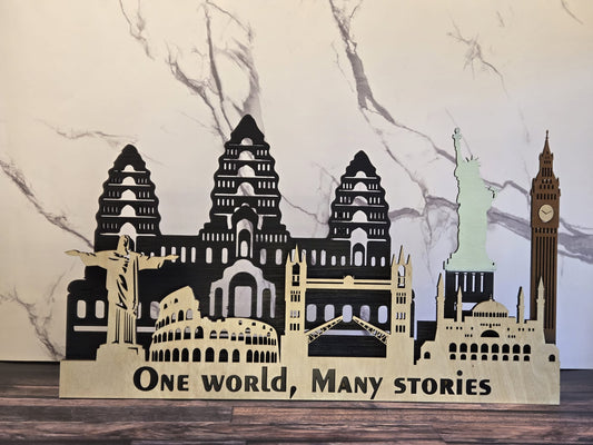World Series - Asia 3D Layered Laser Cut Wooden Cityscape Wall Art - Modern Home Decor