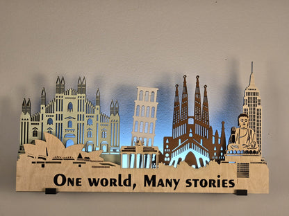 World Series - Europe 3D Layered Laser Cut Wooden Cityscape Wall Art - Modern Home Decor