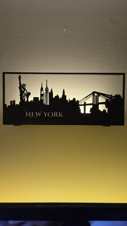 New York Skyline LED Wall Art | Laser-Cut Cityscape Silhouette Decor