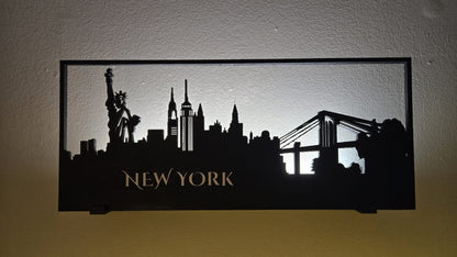 New York Skyline LED Wall Art | Laser-Cut Cityscape Silhouette Decor