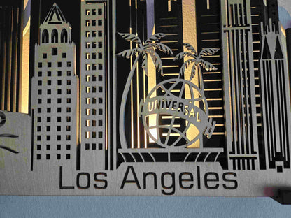 Los Angeles Skyline 3D Layered Laser Cut Wooden Cityscape Wall Art