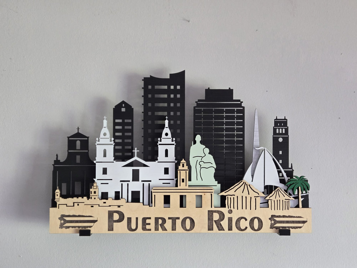 PUERTO RICO SKYLINE 3D Layered Laser Cut Wooden Cityscape Wall Art!