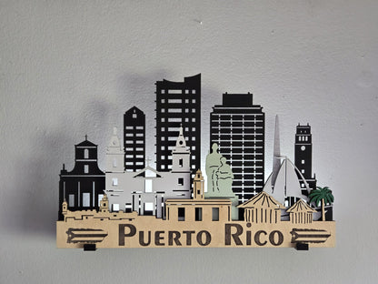 PUERTO RICO SKYLINE 3D Layered Laser Cut Wooden Cityscape Wall Art!