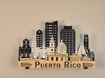 PUERTO RICO SKYLINE 3D Layered Laser Cut Wooden Cityscape Wall Art!