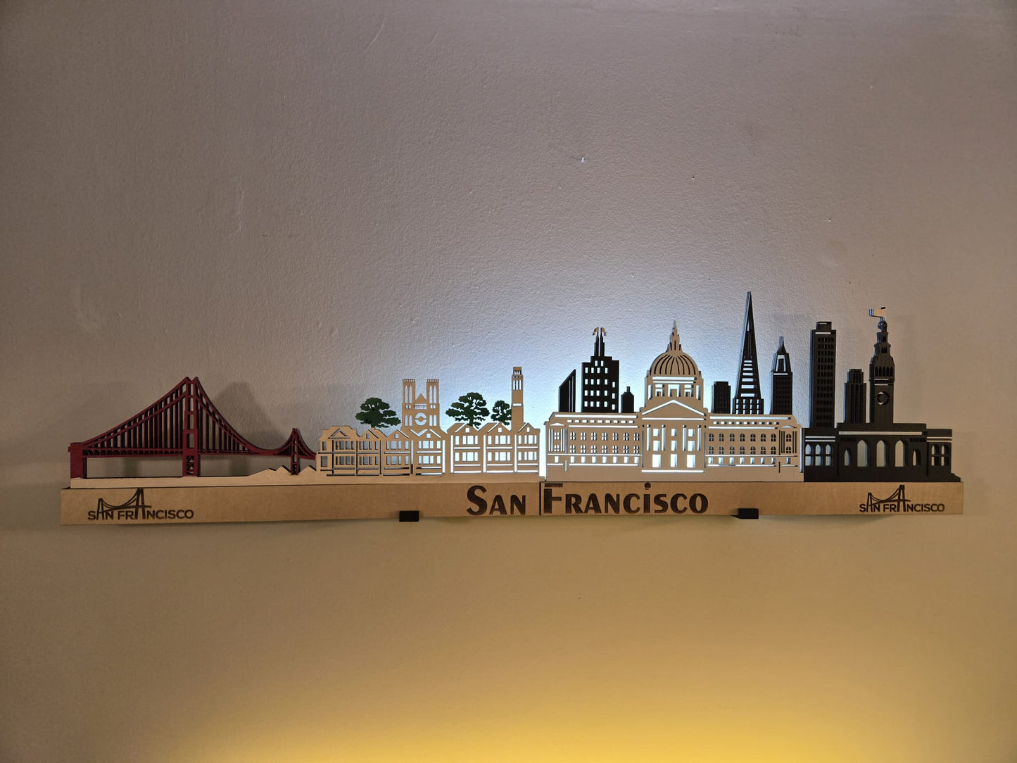 San Francisco Large Size Skyline 3D Layered Laser Cut Wooden Cityscape Wall Art