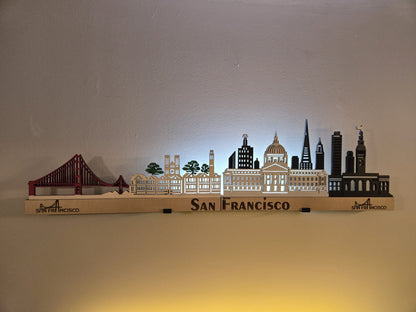 San Francisco Large Size Skyline 3D Layered Laser Cut Wooden Cityscape Wall Art
