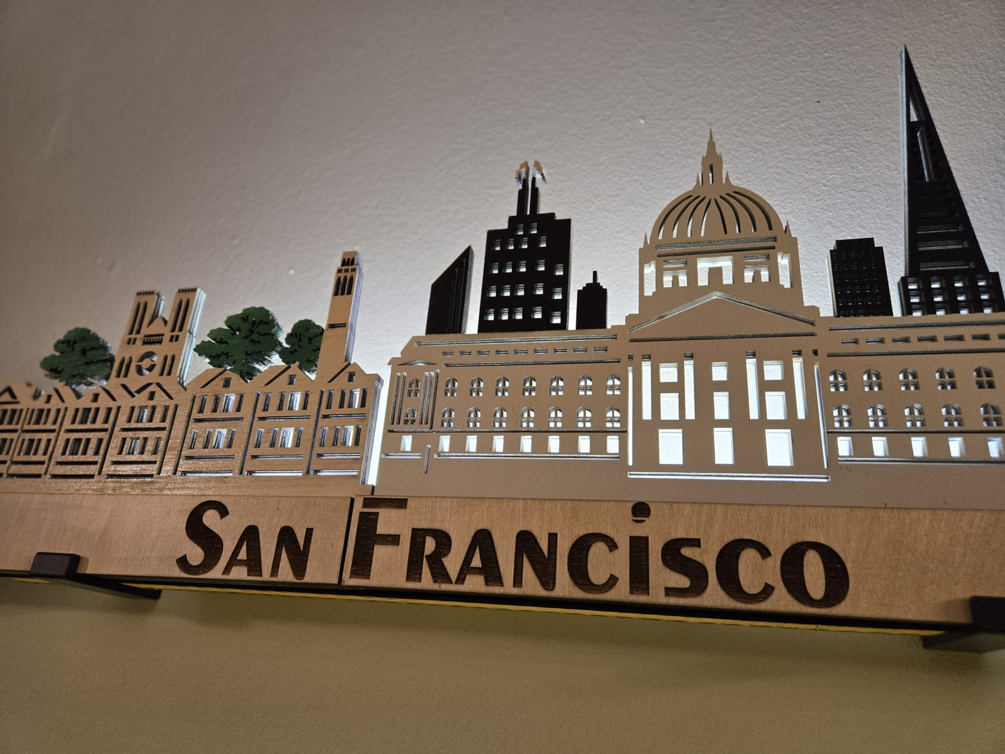 San Francisco Large Size Skyline 3D Layered Laser Cut Wooden Cityscape Wall Art