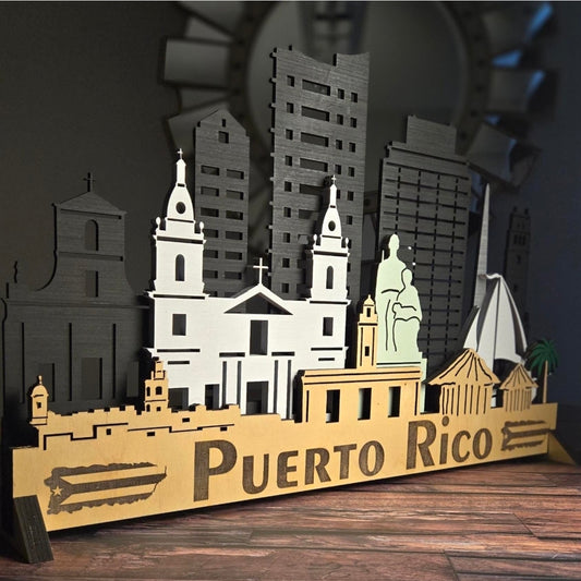 PUERTO RICO SKYLINE 3D Layered Laser Cut Wooden Cityscape Wall Art!