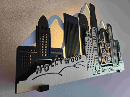 Los Angeles Skyline 3D Layered Laser Cut Wooden Cityscape Wall Art