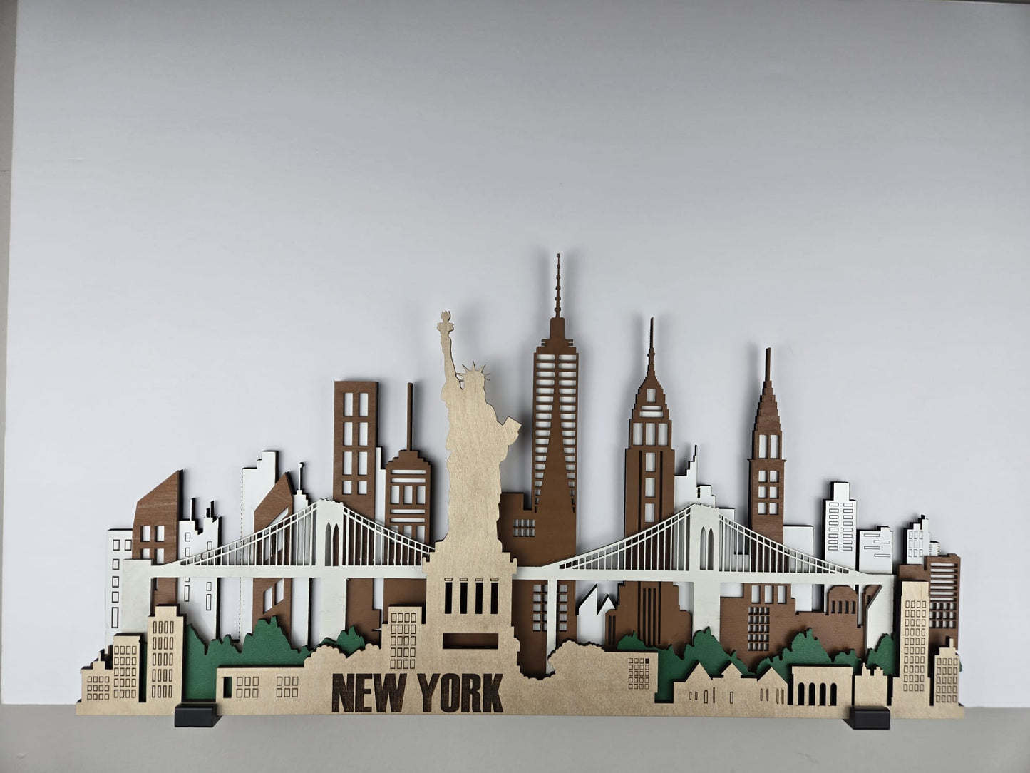 New York City Skyline 3D Layered Laser Cut Wooden Cityscape Wall Art