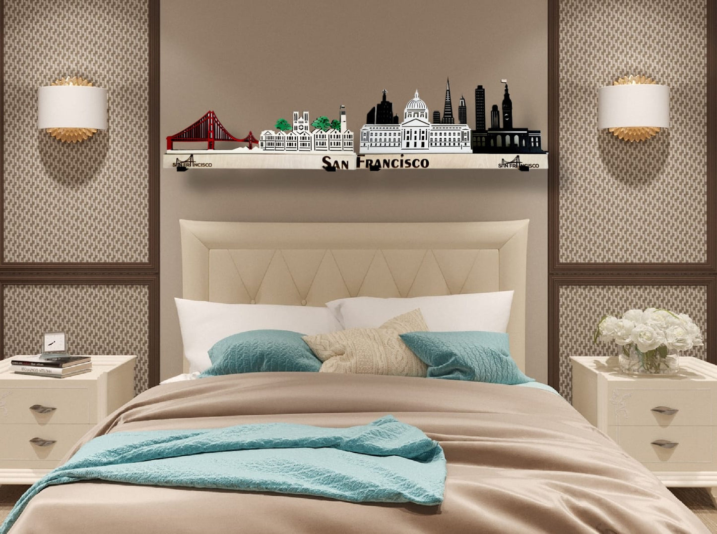 San Francisco Large Size Skyline 3D Layered Laser Cut Wooden Cityscape Wall Art