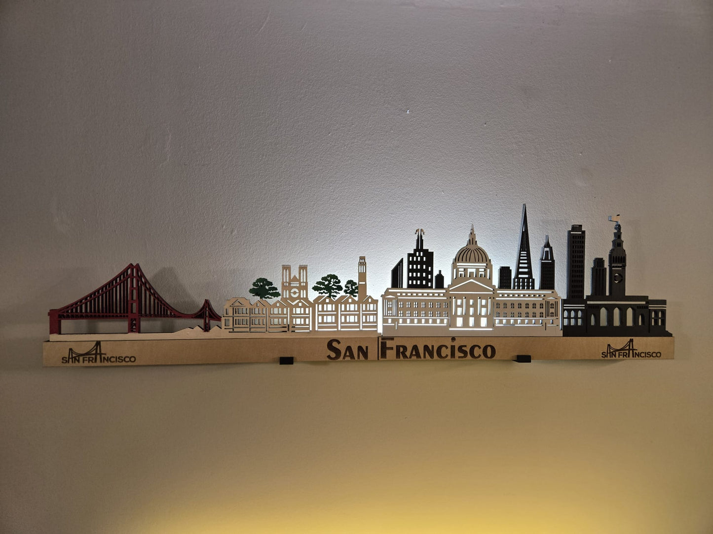 San Francisco Large Size Skyline 3D Layered Laser Cut Wooden Cityscape Wall Art