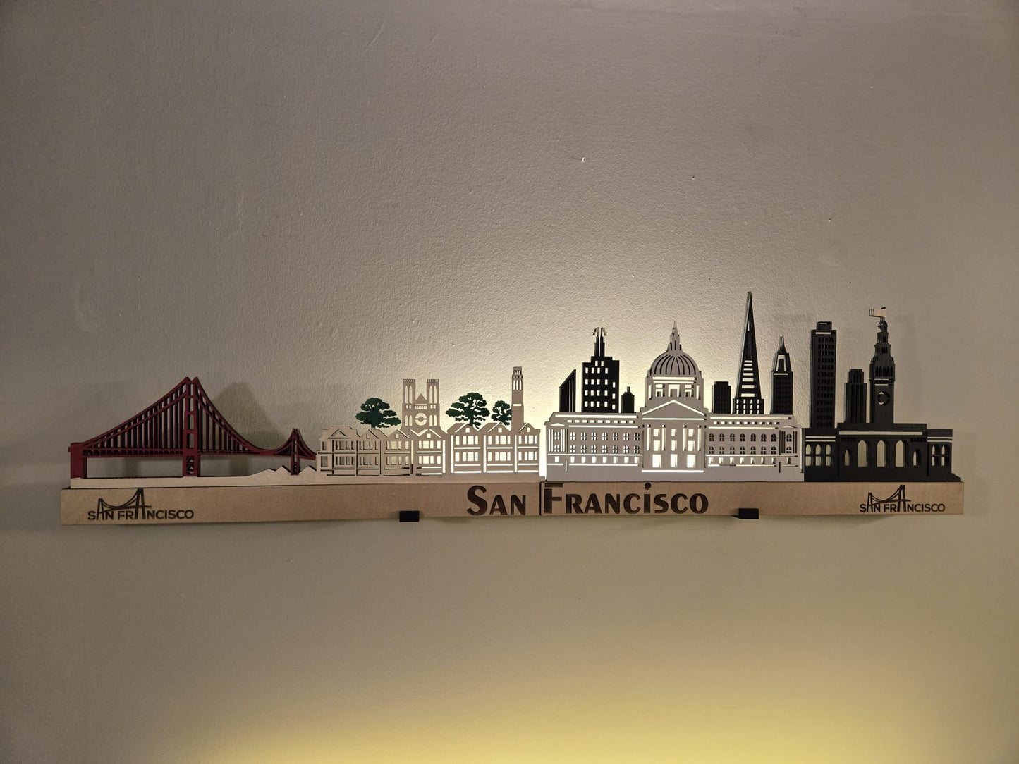 San Francisco Large Size Skyline 3D Layered Laser Cut Wooden Cityscape Wall Art