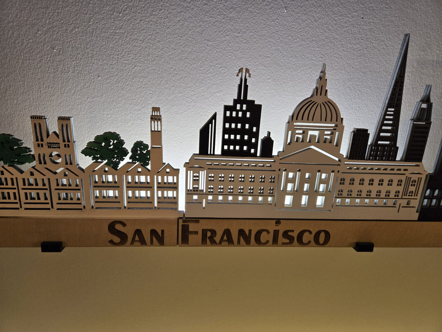 San Francisco Large Size Skyline 3D Layered Laser Cut Wooden Cityscape Wall Art