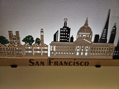 San Francisco Large Size Skyline 3D Layered Laser Cut Wooden Cityscape Wall Art