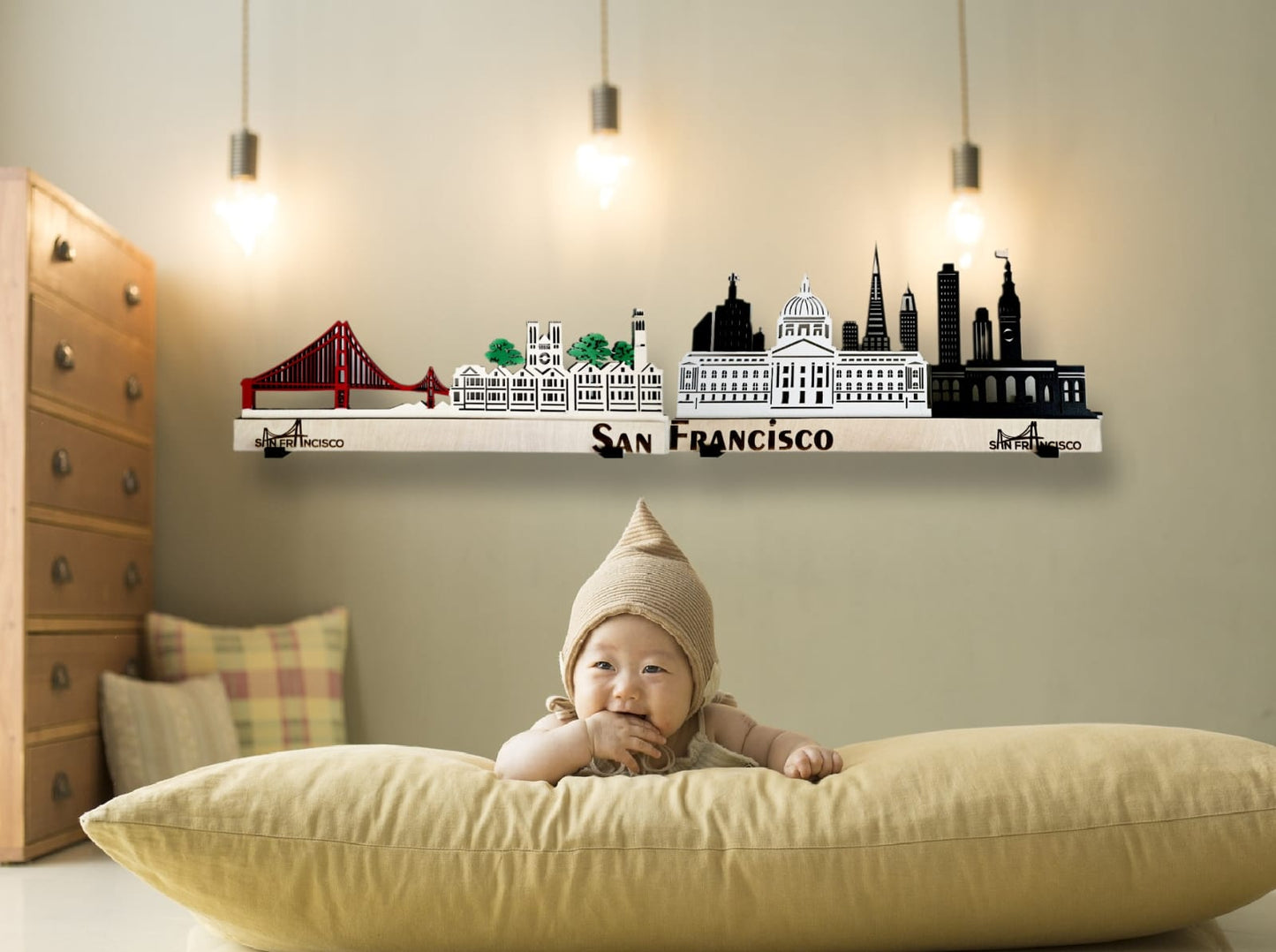 San Francisco Large Size Skyline 3D Layered Laser Cut Wooden Cityscape Wall Art