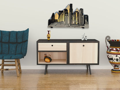 Los Angeles Skyline 3D Layered Laser Cut Wooden Cityscape Wall Art