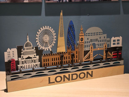London City Skyline Wall Art – Layered Laser Cut Wooden Cityscape